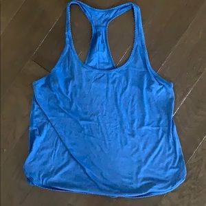 Lululemon Blue Racerback Tank Top stripe scallop